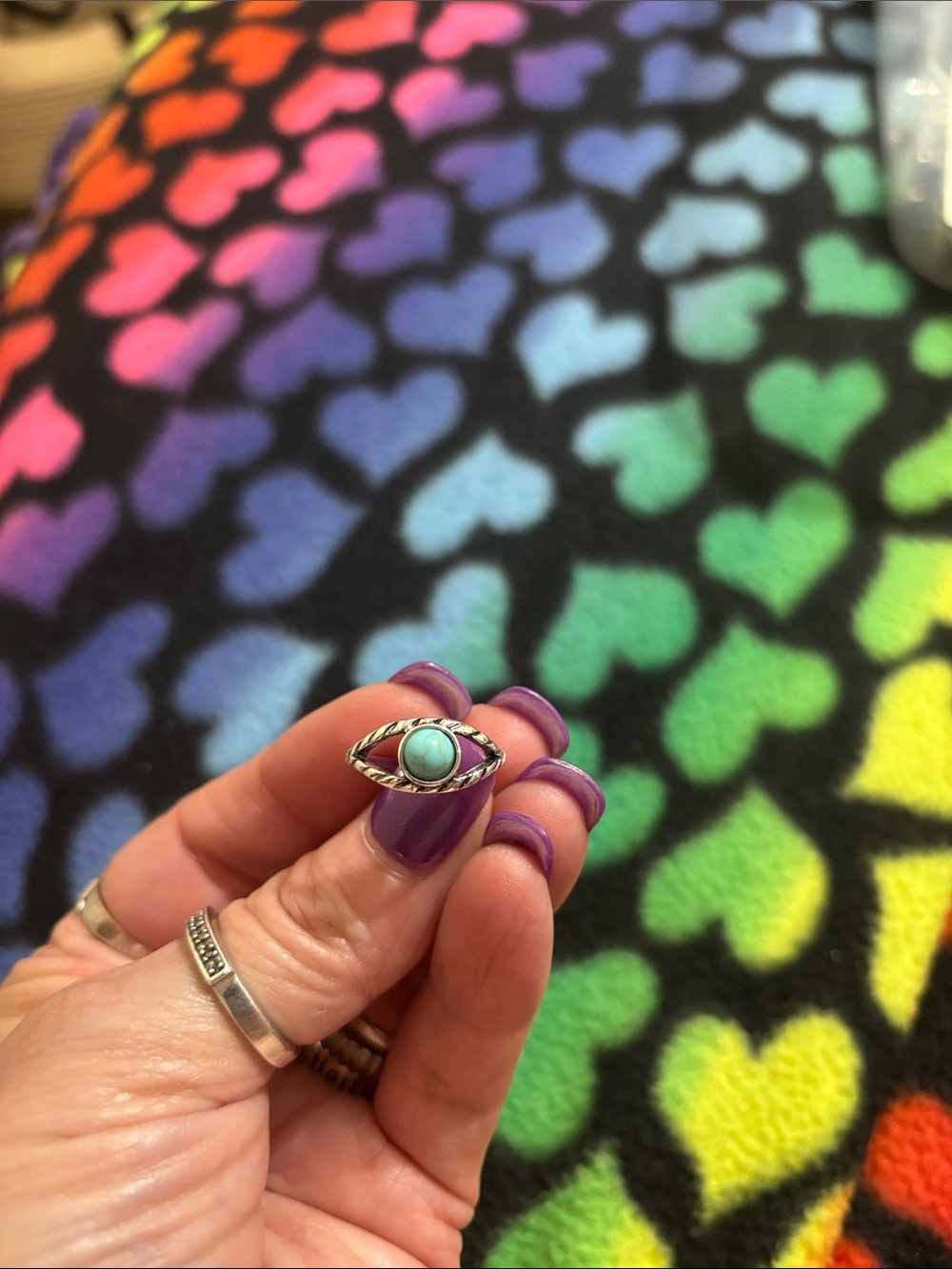 Sterling Silver Turquoise Accent Ring - Turquoise Blue